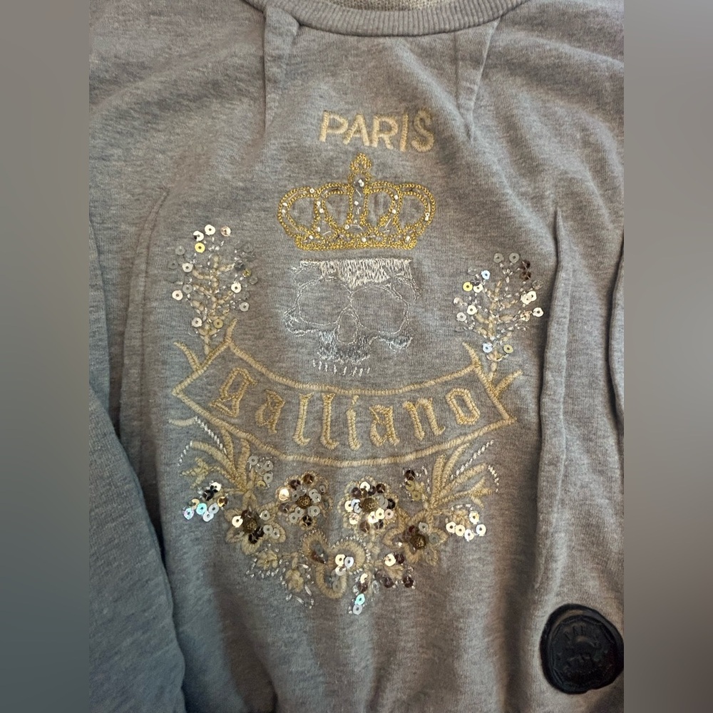 Galliano Light Gray Embellished Sweater - Picture 2 of 12